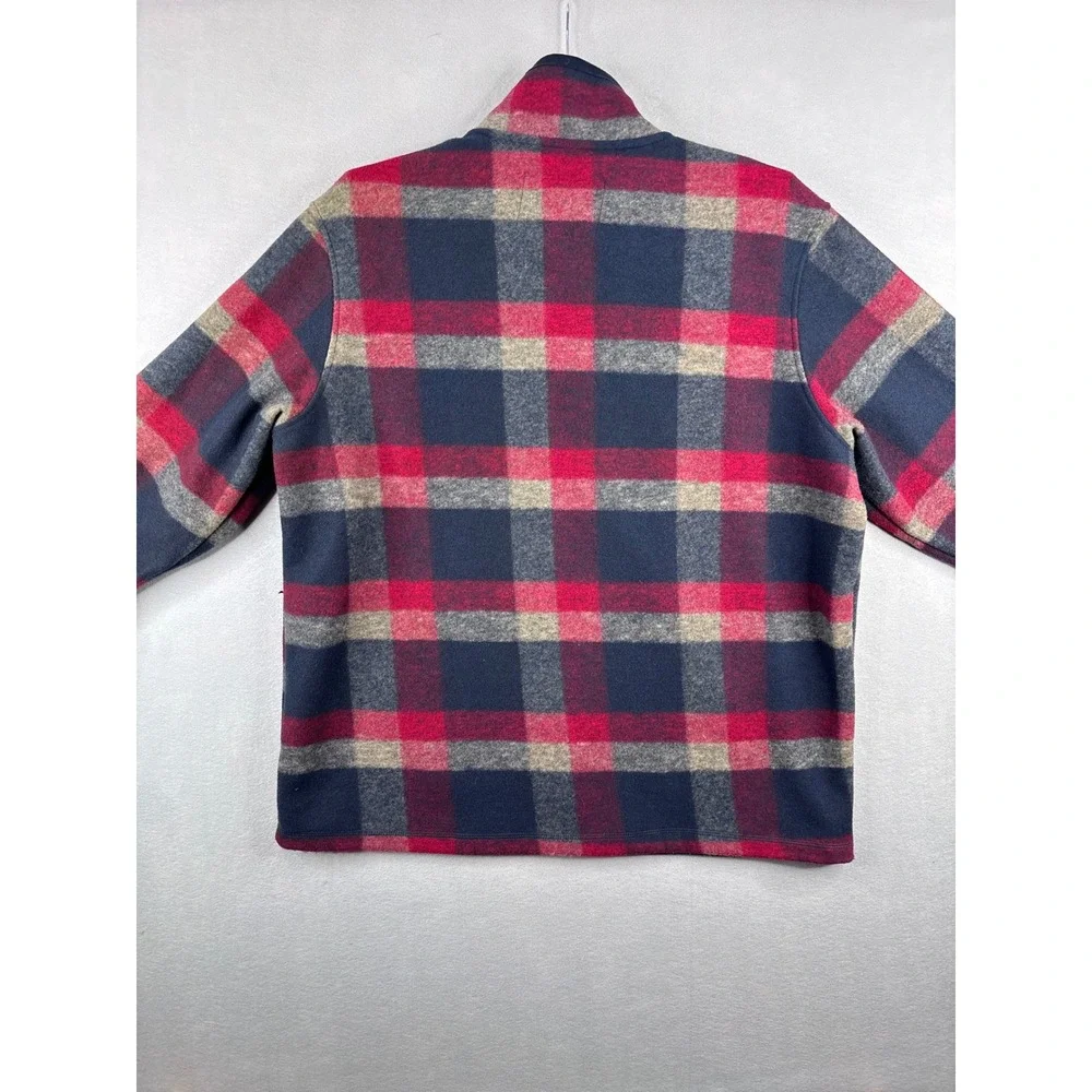 John Wayne Stock & Supply Mens XL Plaid Quarter Zip Fleece Pullover Red Blue 176